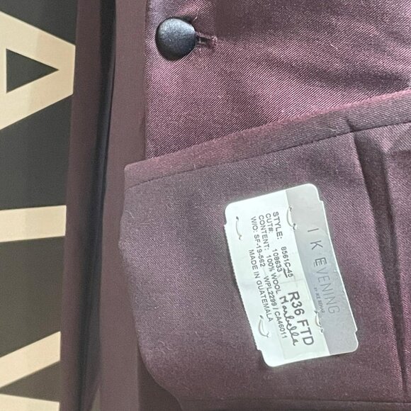 IKE BEHAR MARABELLA EMPIRE TUXEDO COAT - BURGUNDY - Picture 5 of 5